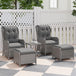 Poly Rattan Wicker 5 Pieces Garden Bistro Set With Reclining Armchairs - Velmora