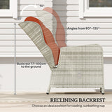 Poly Rattan Wicker 5 Pieces Garden Bistro Set With Reclining Armchairs - Velmora
