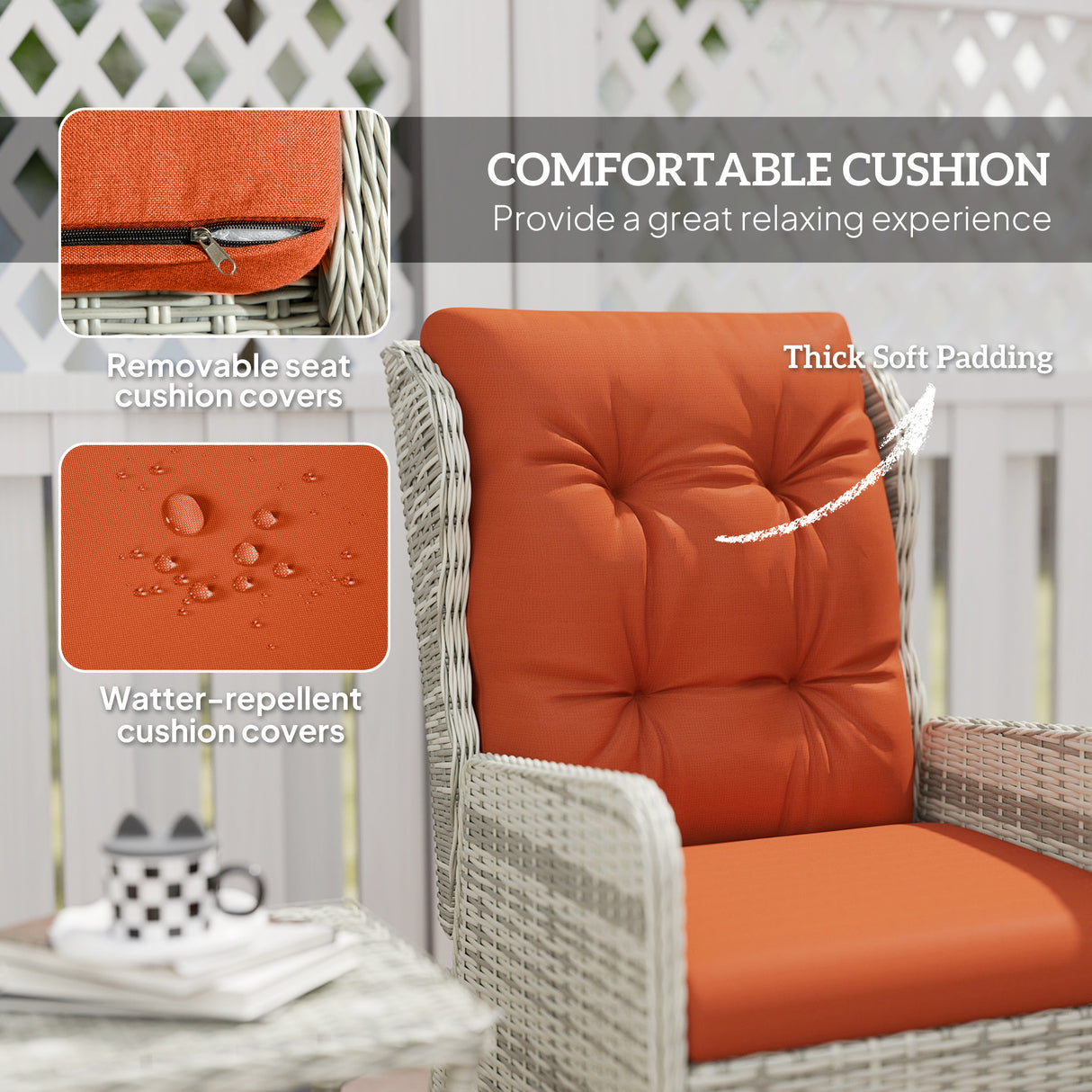 Poly Rattan Wicker 5 Pieces Garden Bistro Set With Reclining Armchairs - Velmora