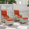 Poly Rattan Wicker 5 Pieces Garden Bistro Set With Reclining Armchairs - Velmora