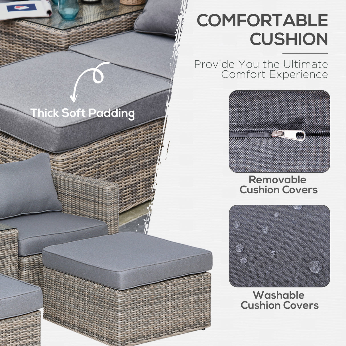 Poly Rattan Wicker 5 Pieces Garden Sofa Set in Aluminium Frame - Velmora