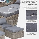 Poly Rattan Wicker 5 Pieces Garden Sofa Set in Aluminium Frame - Velmora