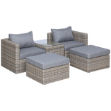 Poly Rattan Wicker 5 Pieces Garden Sofa Set in Aluminium Frame - Velmora