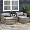 Poly Rattan Wicker 5 Pieces Garden Sofa Set in Aluminium Frame - Velmora