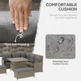 Poly Rattan Wicker 6 Pieces Garden Sofa Set and Liftable Coffee Table - Velmora