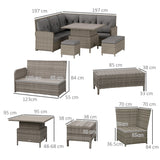 Poly Rattan Wicker 6 Pieces Garden Sofa Set and Liftable Coffee Table - Velmora