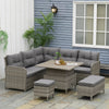Poly Rattan Wicker 6 Pieces Garden Sofa Set and Liftable Coffee Table - Velmora
