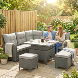Poly Rattan Wicker 6 Pieces Garden Sofa Set and Liftable Coffee Table - Velmora