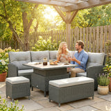 Poly Rattan Wicker 6 Pieces Garden Sofa Set and Liftable Coffee Table - Velmora