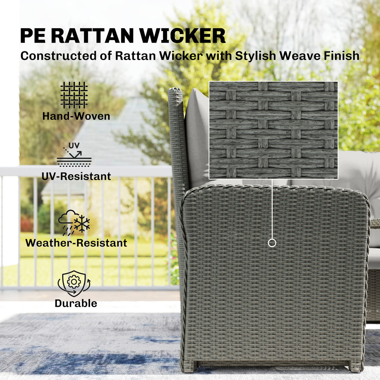 Poly Rattan Wicker 6 Pieces Garden Sofa Set and Liftable Coffee Table - Velmora
