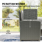 Poly Rattan Wicker 6 Pieces Garden Sofa Set and Liftable Coffee Table - Velmora