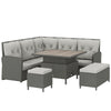 Poly Rattan Wicker 6 Pieces Garden Sofa Set and Liftable Coffee Table - Velmora