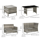 Poly Rattan Wicker 7 Seater Garden Sofa Set With Glass Table - Velmora