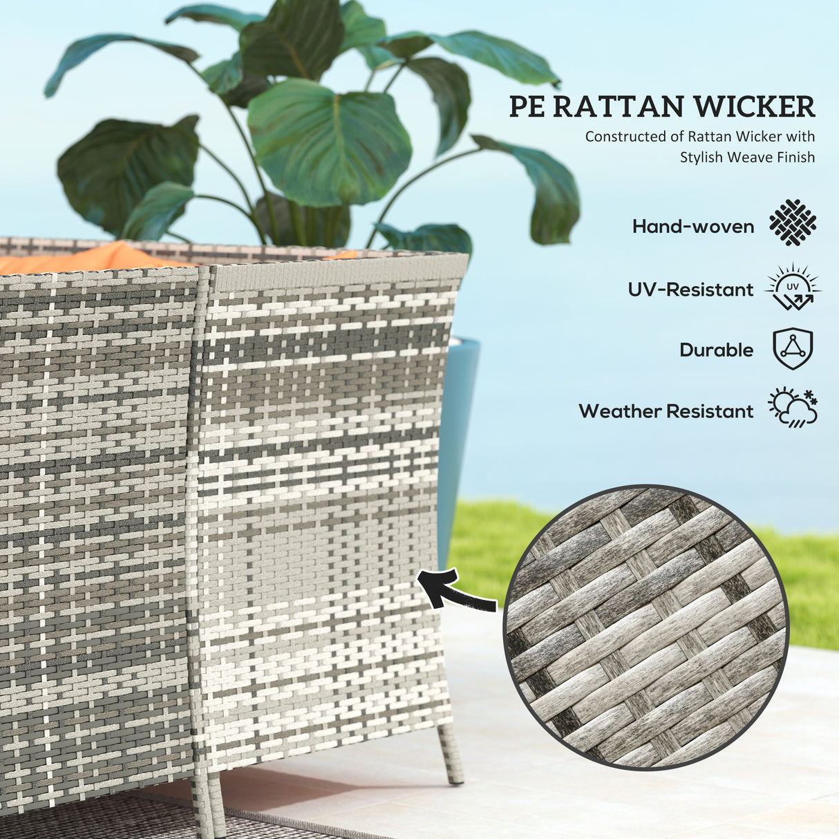 Poly Rattan Wicker 7 Seater Garden Sofa Set With Glass Table - Velmora