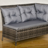 Poly Rattan Wicker 7 Seater Garden Sofa Set With Glass Table - Velmora