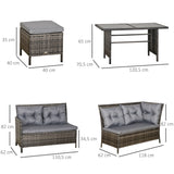 Poly Rattan Wicker 7 Seater Garden Sofa Set With Glass Table - Velmora