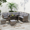 Poly Rattan Wicker 7 Seater Garden Sofa Set With Glass Table - Velmora