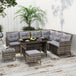 Poly Rattan Wicker 7 Seater Garden Sofa Set With Glass Table - Velmora