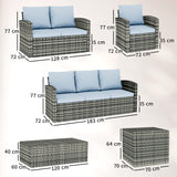 Poly Rattan Wicker 7 Seater Garden Sofa Set With Storage Coffee Table - Velmora