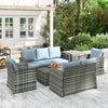 Poly Rattan Wicker 7 Seater Garden Sofa Set With Storage Coffee Table - Velmora
