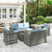 Poly Rattan Wicker 7 Seater Garden Sofa Set With Storage Coffee Table - Velmora