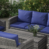 Poly Rattan Wicker 7 Seater Garden Sofa Set With Storage Coffee Table - Velmora