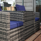 Poly Rattan Wicker 7 Seater Garden Sofa Set With Storage Coffee Table - Velmora