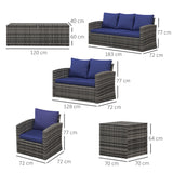 Poly Rattan Wicker 7 Seater Garden Sofa Set With Storage Coffee Table - Velmora