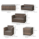 Poly Rattan Wicker 7 Seater Garden Sofa Set With Storage Coffee Table - Velmora
