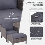 Poly Rattan Wicker Adjustable Recliner Sun Lounger Set of 2 With Storage Side Table - Velmora
