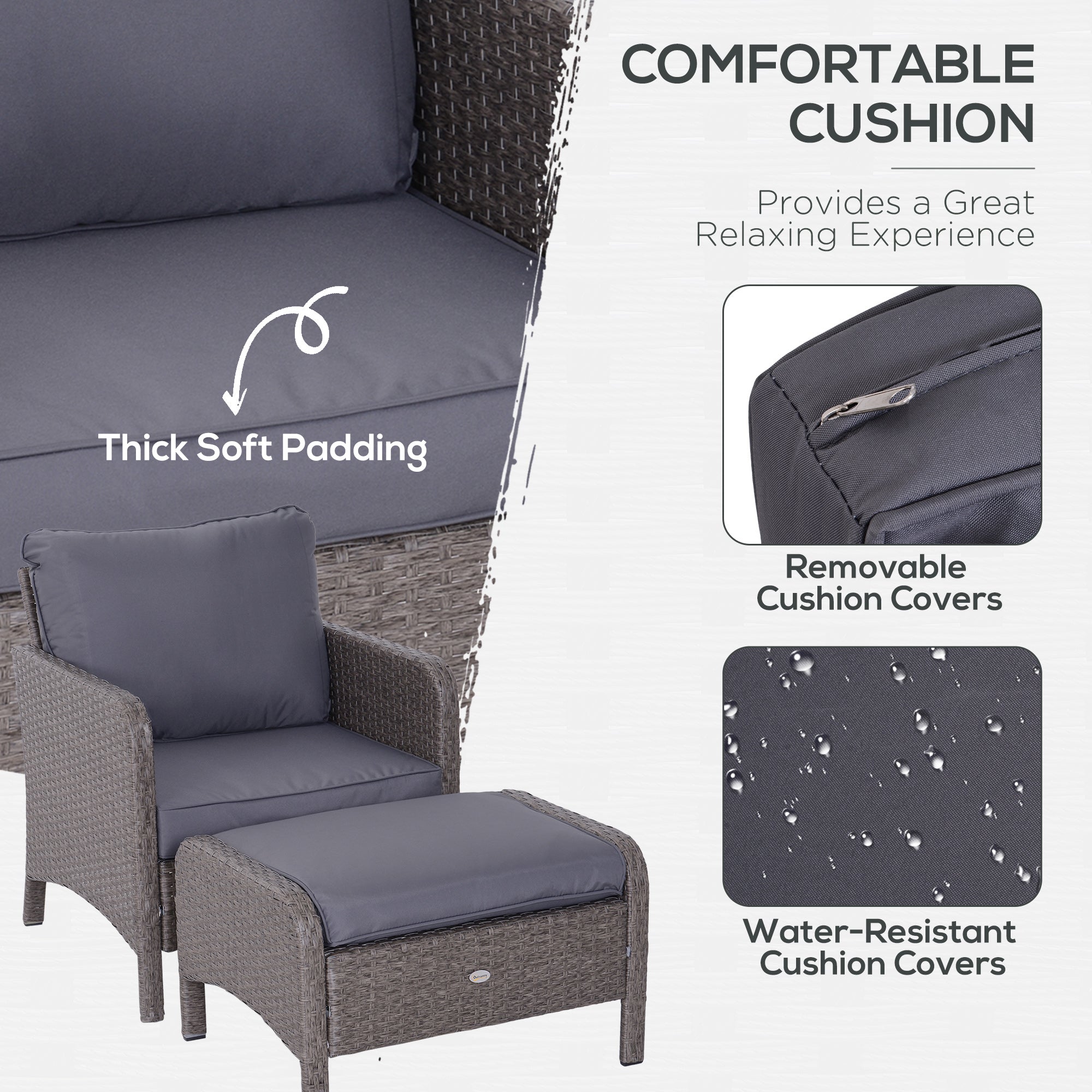 Poly Rattan Wicker Adjustable Recliner Sun Lounger Set of 2 With Storage Side Table - Velmora