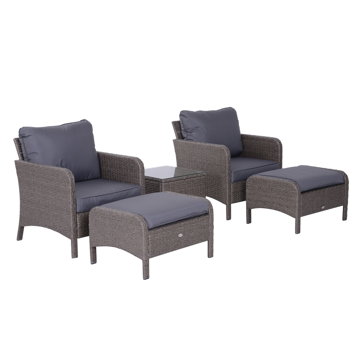 Poly Rattan Wicker Adjustable Recliner Sun Lounger Set of 2 With Storage Side Table - Velmora