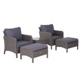 Poly Rattan Wicker Adjustable Recliner Sun Lounger Set of 2 With Storage Side Table - Velmora