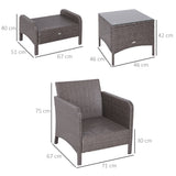 Poly Rattan Wicker Adjustable Recliner Sun Lounger Set of 2 With Storage Side Table - Velmora