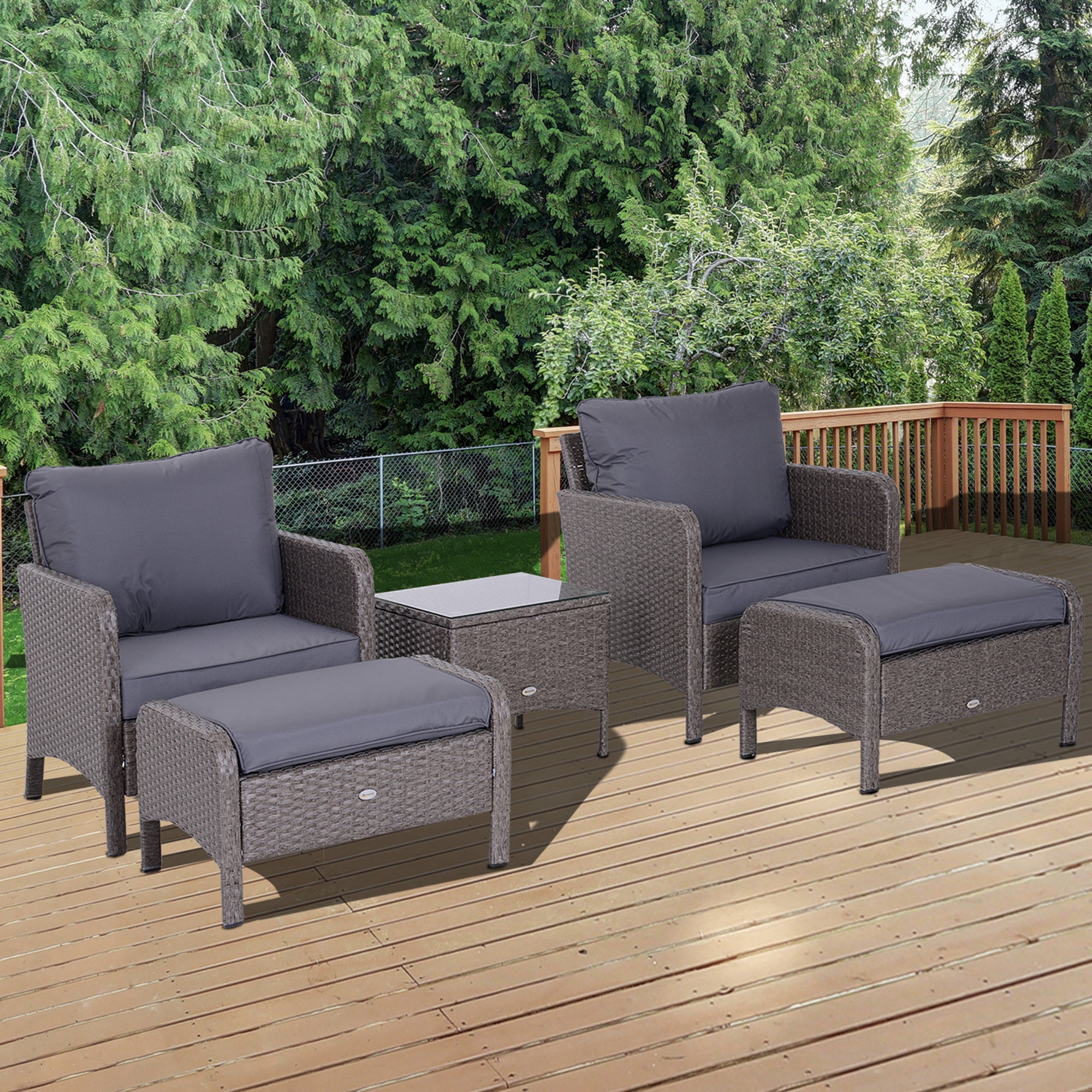 Poly Rattan Wicker Adjustable Recliner Sun Lounger Set of 2 With Storage Side Table - Velmora