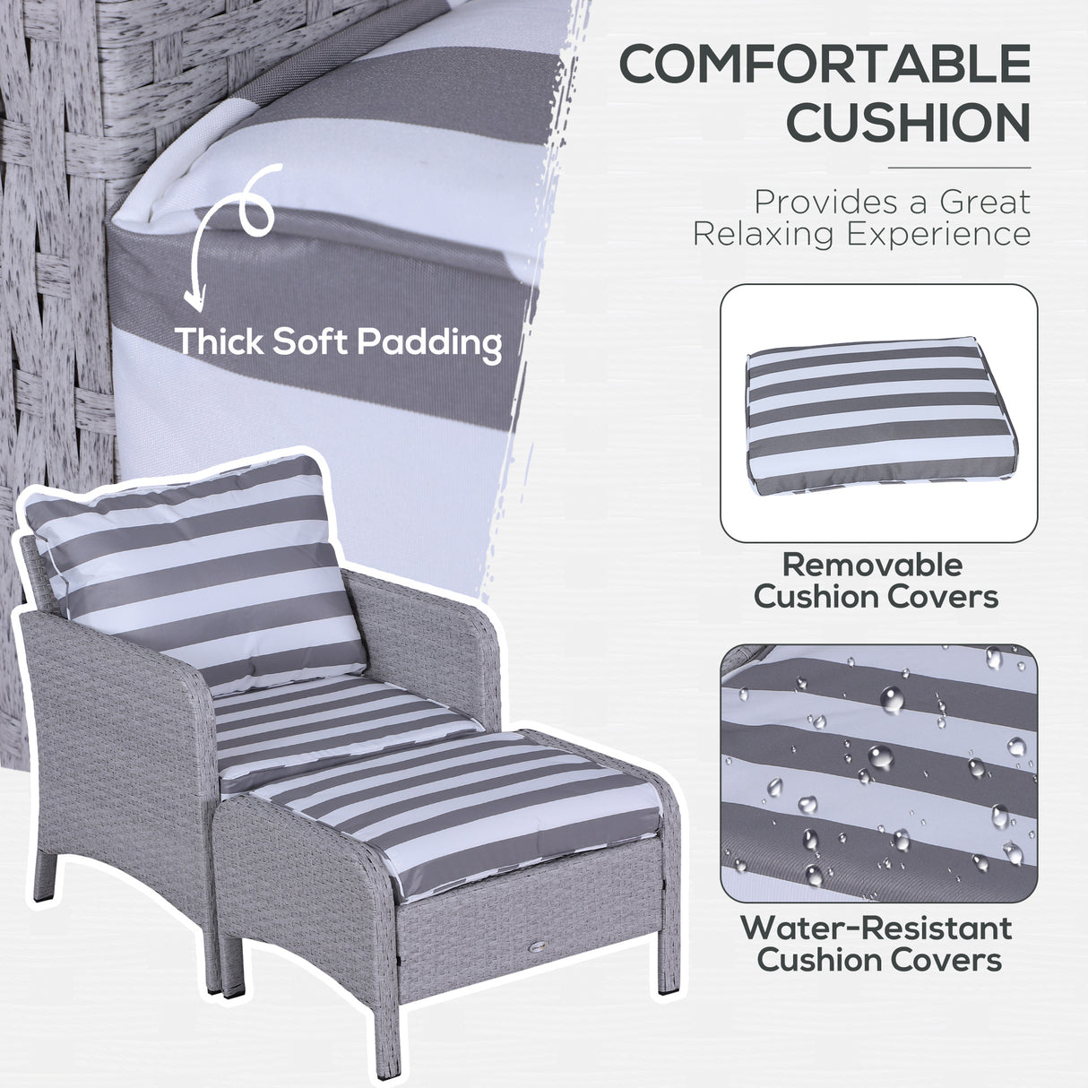Poly Rattan Wicker Adjustable Recliner Sun Lounger Set of 2 With Storage Side Table - Velmora