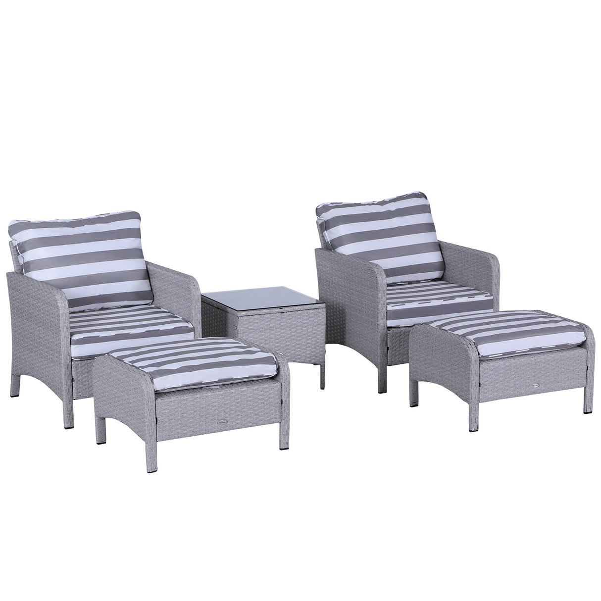 Poly Rattan Wicker Adjustable Recliner Sun Lounger Set of 2 With Storage Side Table - Velmora