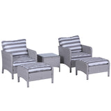 Poly Rattan Wicker Adjustable Recliner Sun Lounger Set of 2 With Storage Side Table - Velmora