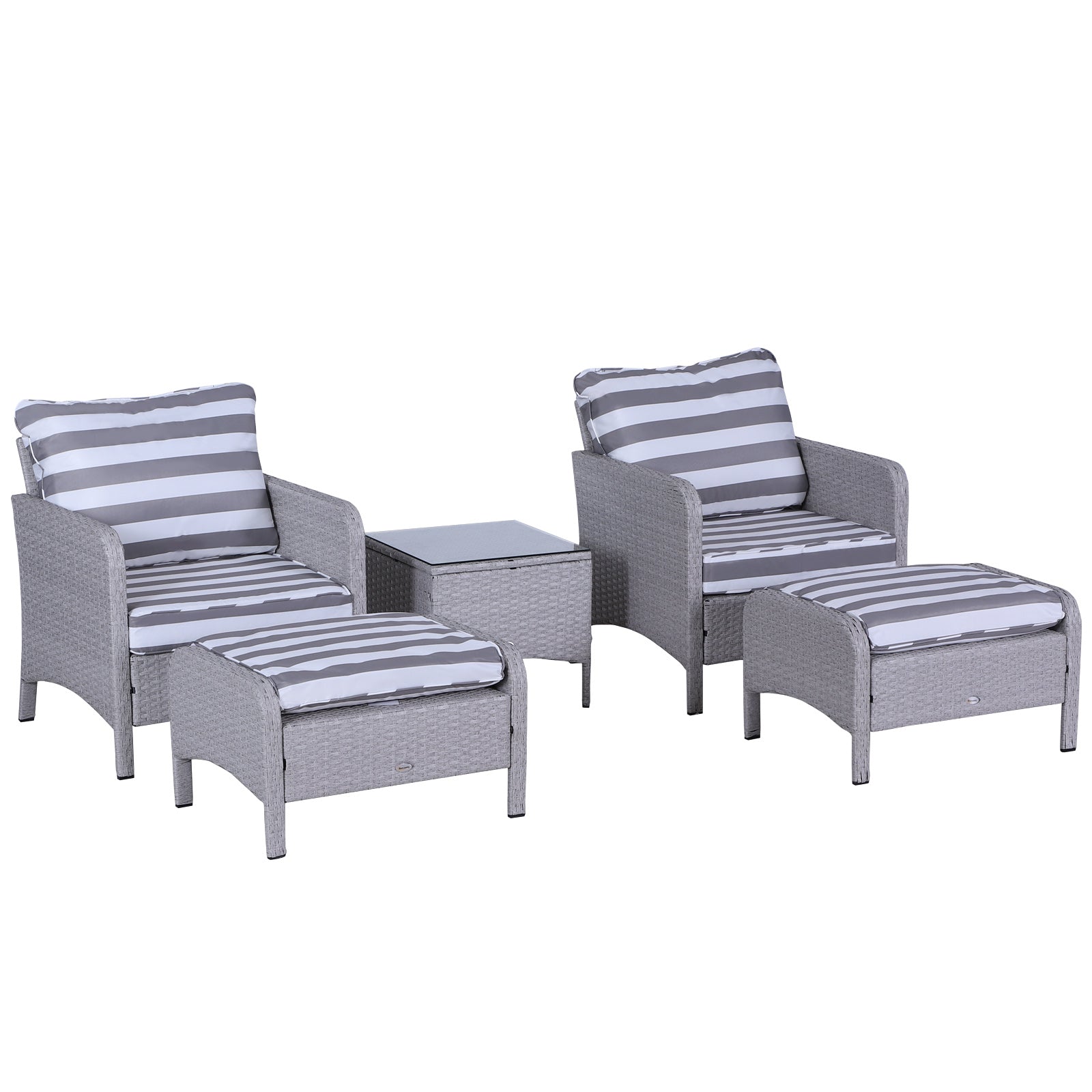 Poly Rattan Wicker Adjustable Recliner Sun Lounger Set of 2 With Storage Side Table - Velmora