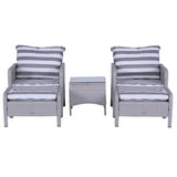 Poly Rattan Wicker Adjustable Recliner Sun Lounger Set of 2 With Storage Side Table - Velmora