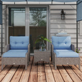 Poly Rattan Wicker Adjustable Recliner Sun Lounger Set of 2 With Storage Side Table - Velmora