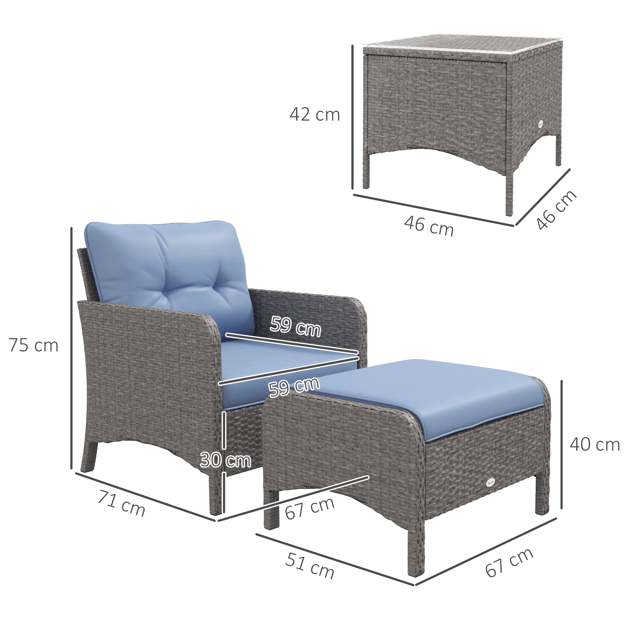 Poly Rattan Wicker Adjustable Recliner Sun Lounger Set of 2 With Storage Side Table - Velmora