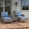 Poly Rattan Wicker Adjustable Recliner Sun Lounger Set of 2 With Storage Side Table - Velmora