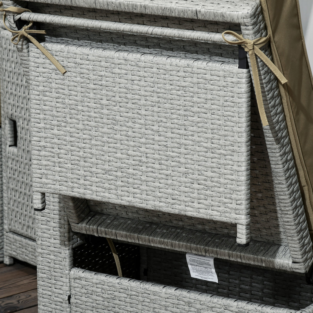 Poly Rattan Wicker Adjustable Recliner Sun Lounger Set of 2 With Storage Side Table - Velmora