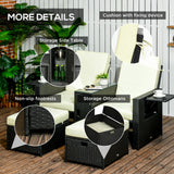Poly Rattan Wicker Adjustable Recliner Sun Lounger Set of 2 With Storage Side Table - Velmora