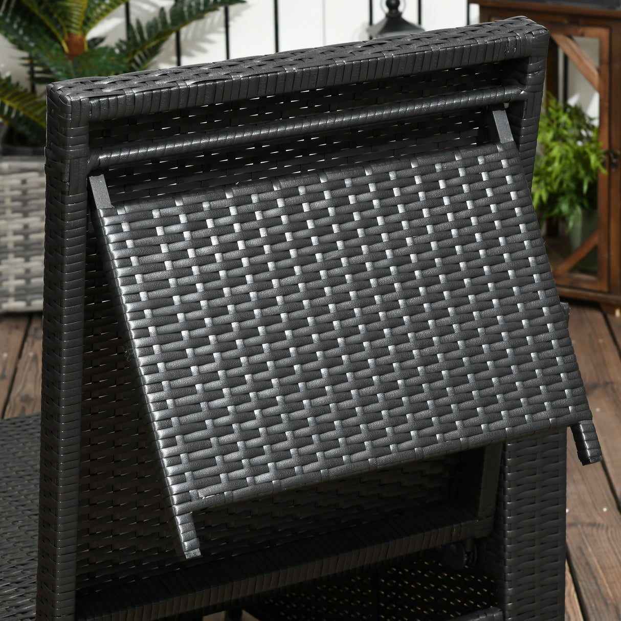 Poly Rattan Wicker Adjustable Recliner Sun Lounger Set of 2 With Storage Side Table - Velmora