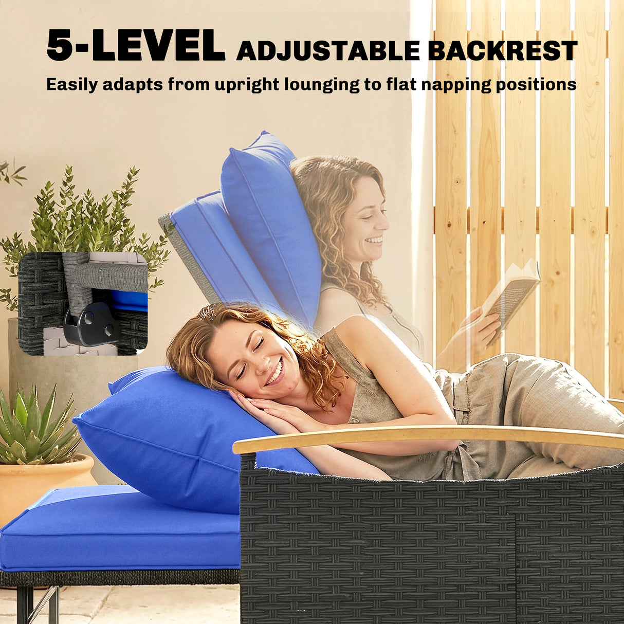 Poly Rattan Wicker Double Garden Sun Daybed With Storage Ottoman - Velmora