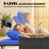 Poly Rattan Wicker Double Garden Sun Daybed With Storage Ottoman - Velmora