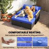 Poly Rattan Wicker Double Garden Sun Daybed With Storage Ottoman - Velmora