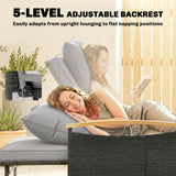 Poly Rattan Wicker Double Garden Sun Daybed With Storage Ottoman - Velmora